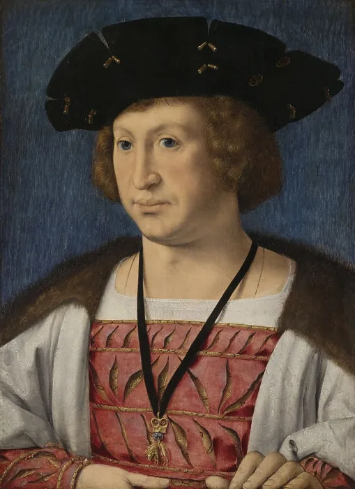 Framed Print : Portrait of Floris van Egmond, Count of Buren and Leerdam, by Jan Gossaert, 1519, Flemish painting, oil on panel. He was a commander in Emperor Charles V's army