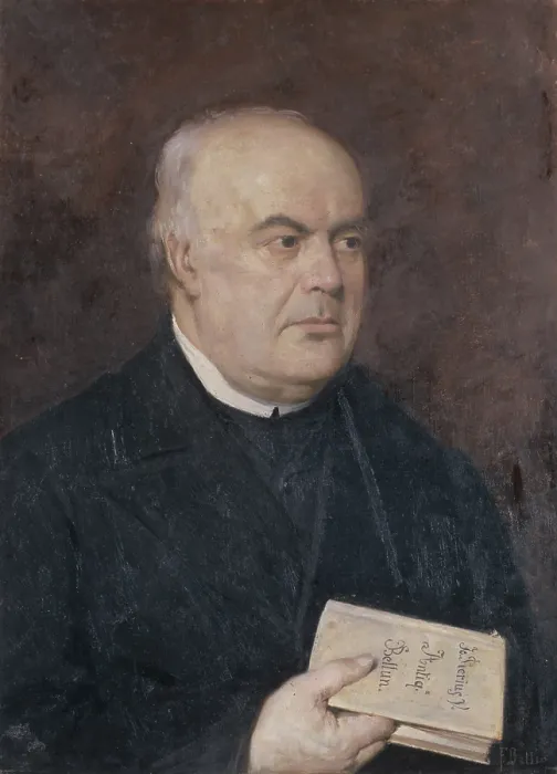 Framed Print : Portrait of Francesco Pellegrini, by Francesco Bettio, 1880 - 1889, 19th Century, oil on canvas - Italy, Veneto, Belluno, Civic Museum. Whole artwork view