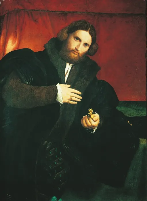 Framed Print : Portrait of a Gentleman with a Lion Paw, by Lorenzo Lotto, 1525, 16th Century, oil on canvas, 95.5 x 69.5 cm - Austria, Vienna, Kunsthistorisches Museum. Whole artwork view Framed Print : Portrait of a Gentleman with a Lion Paw, by Lorenzo Lotto, 1525, 16th Century, oil on canvas, 95.5 x 69.5 cm - Austria, Vienna, Kunsthistorisches Museum. Whole artwork view
