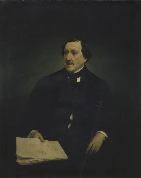 Framed Print : Portrait of Gioacchino Rossini, by Francesco Hayez, 1870, 19th century, oil on canvas, 109 x 87 cm. - Italy, Lombardy, Milan, Brera Collection. Whole artwork view