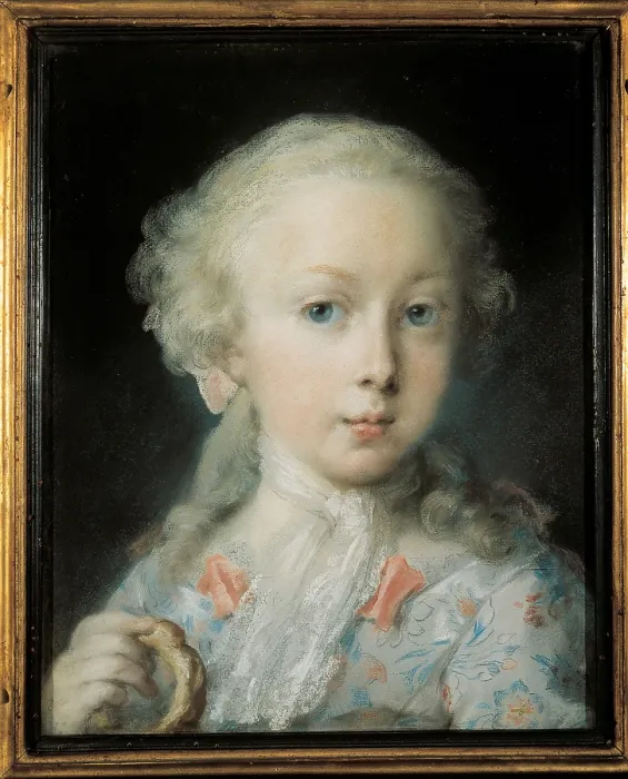 Framed Print : Portrait of a Girl with a Bussol, by Rosalba Carriera, 1725 about, 18th Century, pasta on cerulean paper, cm 34 x 27 - Italy, Veneto, Venice, Accademia Art Galleries. All Framed Print : Portrait of a Girl with a Bussol, by Rosalba Carriera, 1725 about, 18th Century, pasta on cerulean paper, cm 34 x 27 - Italy, Veneto, Venice, Accademia Art Galleries. All