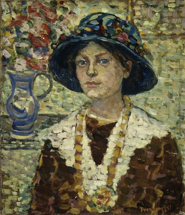 Framed Print : PORTRAIT OF A GIRL WITH FLOWERS, by Maurice Brazil Prendergast, 1900-01, Canadian-American oil painting Framed Print : PORTRAIT OF A GIRL WITH FLOWERS, by Maurice Brazil Prendergast, 1900-01, Canadian-American oil painting