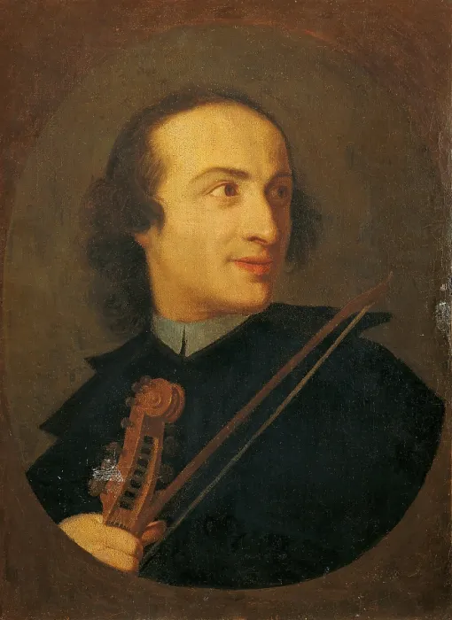 Framed Print : Portrait of Giuseppe Tartini (Ritratto di Giuseppe Tartini), probably by Unknown Roman Artist, Ca