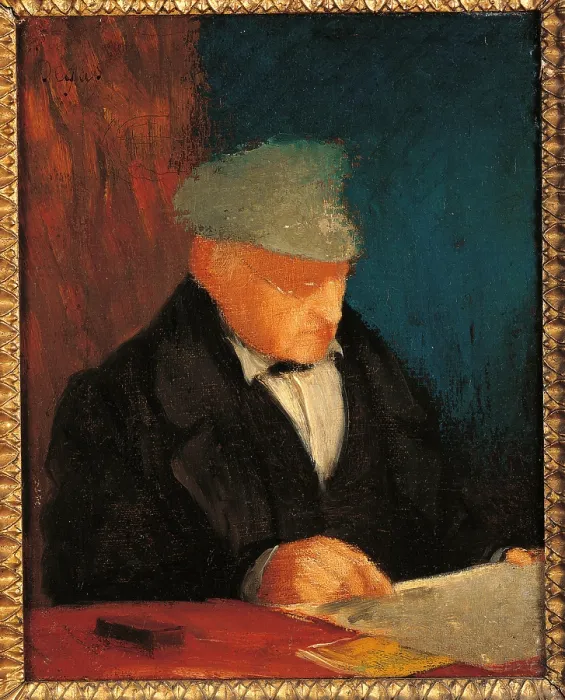 Framed Print : Portrait of Hilaire Ren Degas, Grandfather of the Artist, by Edgar Degas, 1850 - 1858 about, 19th Century, oil on canvas, cm 25, 7 x 25 - France, Ile de France, Paris, Muse dOrsay