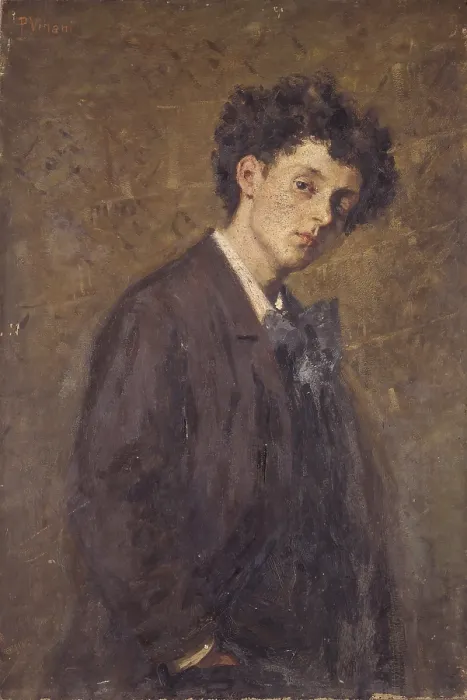 Framed Print : Portrait of Horace Grossoni, by Pietro Villani, 19th - 20th century, oil on canvas. - Italy, Lombardy, Milan, Brera Collection. Whole artwork view