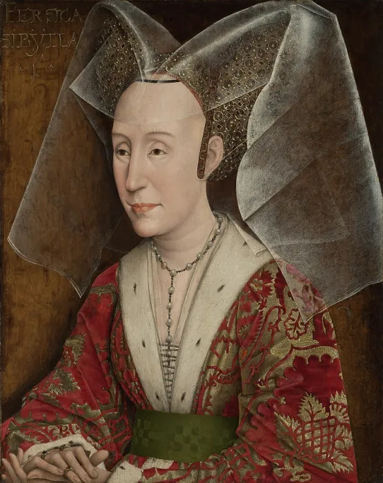 Framed Print : Portrait of Isabella of Portugal, by Rogier van der Weyden, workshop or copied from), 1450, Netherlandish painting, oil on panel