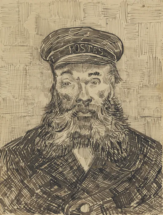 Framed Print : Portrait of Joseph Roulin, by Vincent van Gogh, 1888, Dutch Post-Impressionist drawing, reed and quill pen, brown ink, black chalk Framed Print : Portrait of Joseph Roulin, by Vincent van Gogh, 1888, Dutch Post-Impressionist drawing, reed and quill pen, brown ink, black chalk