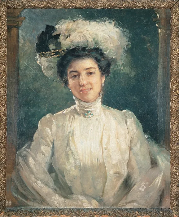 Framed Print : Portrait of Lady, by Edgardo Saporetti, 1890 - 1900, 19th Century, - Italy, Emilia Romagna, Ravenna, Public Picture Gallery