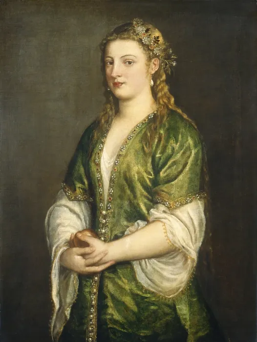 Framed Print : Portrait of a Lady, by Titian, 1555, Italian Venetian painting, oil on canvas Framed Print : Portrait of a Lady, by Titian, 1555, Italian Venetian painting, oil on canvas