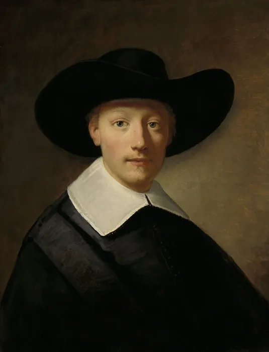 Framed Print : Portrait of a Man, known as Gozen Centen, by Govert Flinck, c. 1639 -40, oil on panel. Gozen Centen lived from 1411 to 1677