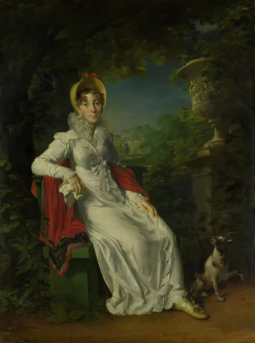 Framed Print : Portrait of Marie Caroline Ferdinande Louise de Naples, Wife of Charles Ferdinand, Duke de Berry, in the Park de Bagatelle in the Bois de Boulogne, Paris