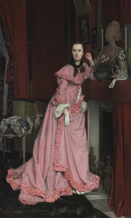 Framed Print : Portrait of the Marquise de Miramon, born as Therese Feuillant, by Jacques Joseph Tissot, 1866, French painting, oil on canvas