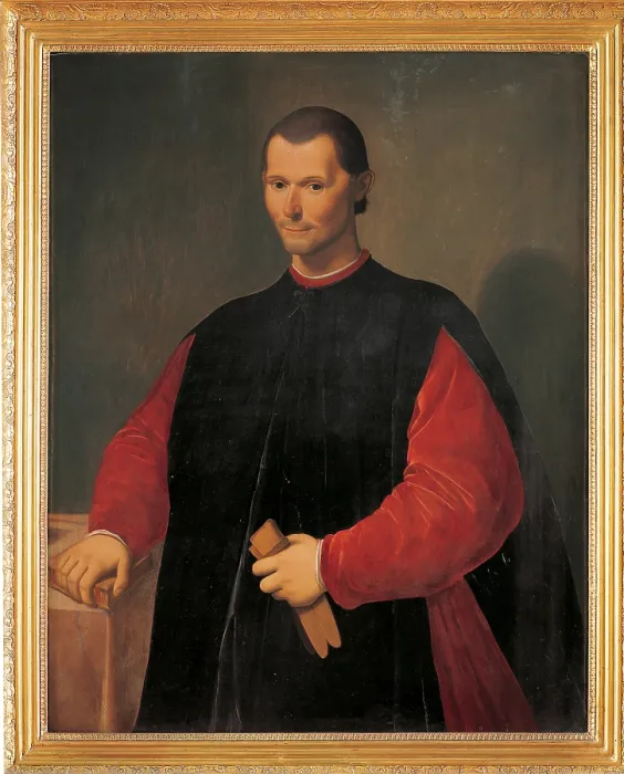 Framed Print : Portrait of Niccol Machiavelli, by Santi di Tito, 1606, 17th Century, oil on canvas - Italy, Tuscany, Florence, Palazzo Vecchio. Whole artwork view
