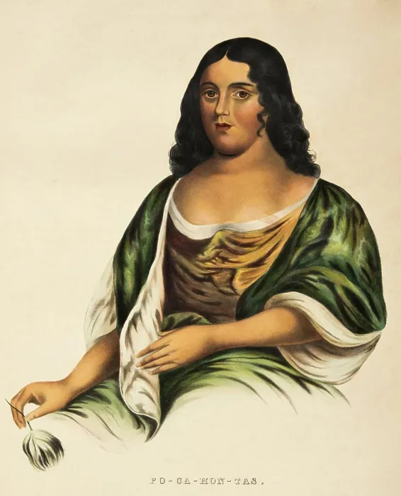 Framed Print : Portrait of Pocahontas, daughter of Chief Powhatan. This is an 1830 lithographic copy by Robert Matthew Sully, made from an English painting of 1616-1617 (BSLOC_2020_1_154)