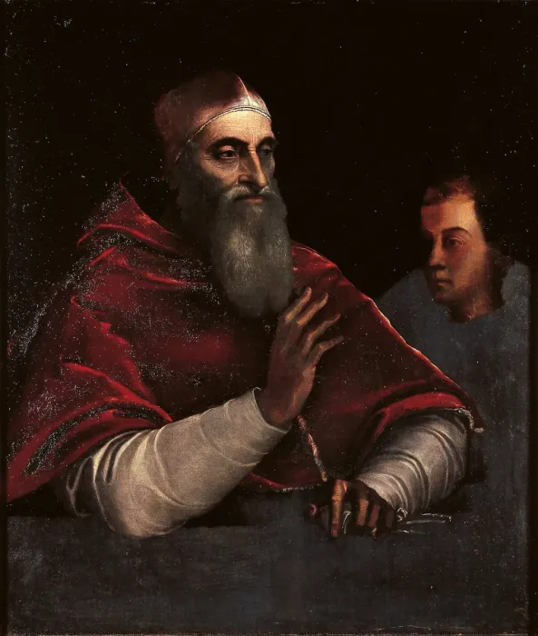 Framed Print : Portrait of Pope Paul III Farnese with a Grandson (probably Alessandro Farnese or Ottavio), by Sebastiano Luciani known as Sebastiano del Piombo, 1534 about, 16th Century
