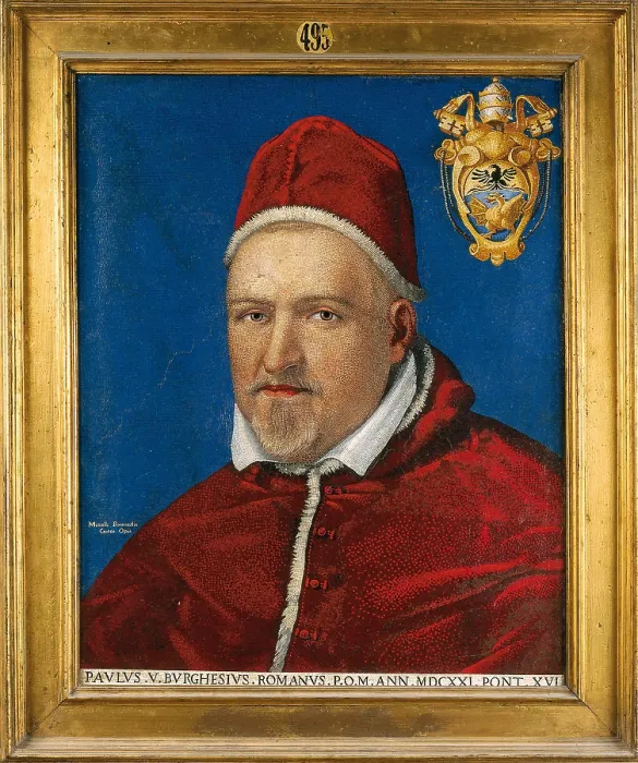 Framed Print : Portrait of Pope V Borghese, by Provenzale Marcello, 17th Century, 1621, mosaic on wood, - Italy, Lazio, Rome, Borghese Gallery