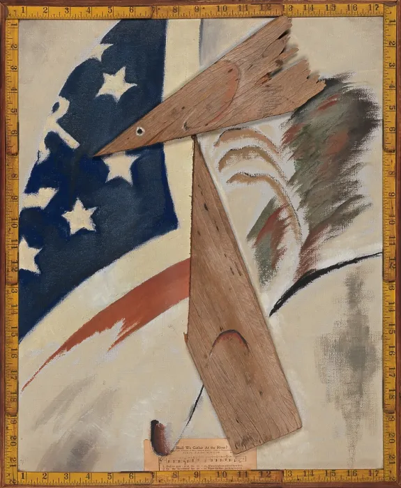 Framed Print : PORTRAIT OF RALPH DUSENBERRY, by Arthur Dove, 1924, American painting, mixed media collage. Dove created symbolic portraits of friends using found materials