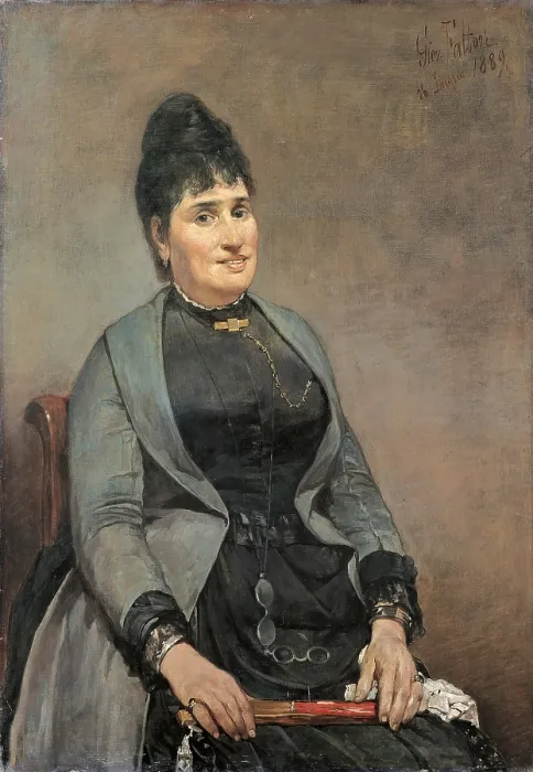 Framed Print : Portrait of His Second Wife, by Giovanni Fattori, 1889, 19th Century, oil on canvas, cm 100 x 69 - Italy, Tuscany, Florence, Palazzo Pitti, Gallery of Modern Art. All Framed Print : Portrait of His Second Wife, by Giovanni Fattori, 1889, 19th Century, oil on canvas, cm 100 x 69 - Italy, Tuscany, Florence, Palazzo Pitti, Gallery of Modern Art. All