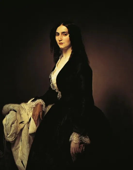Framed Print : Portrait of the singer Matilde Juva Branca, by Francesco Hayez, 1849 - 1851 about, 19th Century, oil on canvas, cm 121 x 95 - Italy, Lombardy, Milan, Gallery of Modern Art. All