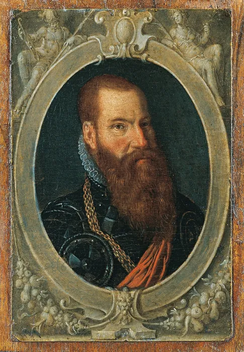 Framed Print : Portrait of Steven de Witt, by Joachim Antonisz Wyewael, 1597, 16th Century, oil on panel, 14 x 10 cm - Italy, Lombardy, Milan, Castello Sforzesco