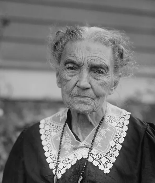 Framed Print : Portrait of a strong faced elderly woman known as Mrs. Guinelly. 1922, Washington, D.C. area. (BSLOC_2015_16_232)