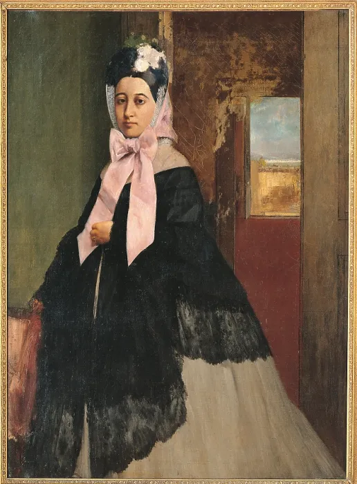 Framed Print : Portrait of Thrse De Gas, The Artists Sister, by Edgar Degas, 1863 about, 19th Century, oil on canvas, cm 89 x 67 - France, Ile de France, Paris, Muse dOrsay. All