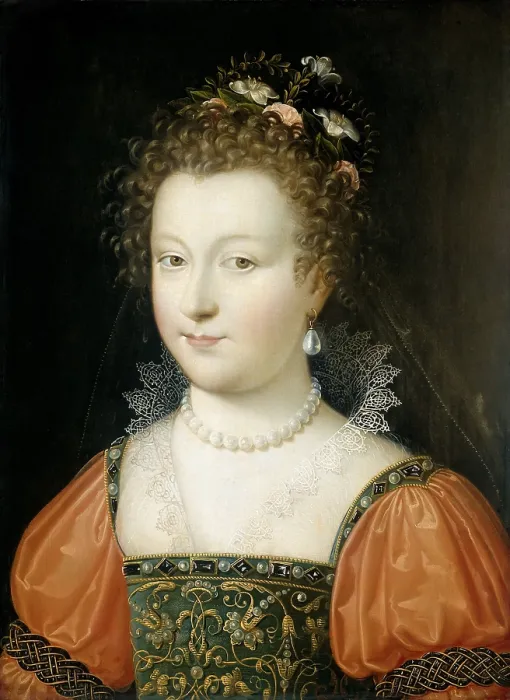 Framed Print : Portrait of a Woman, by Anonymous, 1550-74, Netherlandish painting, oil on panel