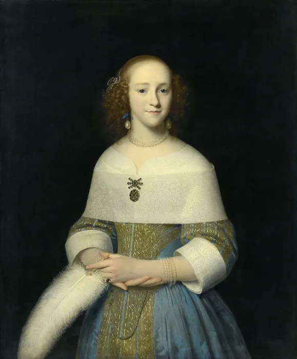 Framed Print : Portrait of a Young Lady, by Isaack Luttichuys, 1656, Dutch painting, oil on canvas. She holds an ostrich feather (BSLOC_2016_3_77) Framed Print : Portrait of a Young Lady, by Isaack Luttichuys, 1656, Dutch painting, oil on canvas. She holds an ostrich feather (BSLOC_2016_3_77)