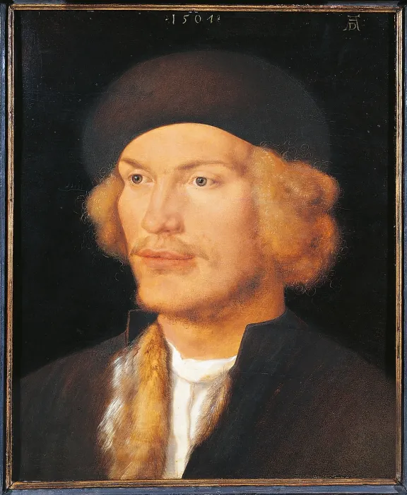 Framed Print : Portrait of a Young Man, by Albrecht Drer, 1507, 16th Century, panel, cm 35 x 29 - Austria, Wien, Kunsthistorisches Museum, Gemaldegalerie. All Framed Print : Portrait of a Young Man, by Albrecht Drer, 1507, 16th Century, panel, cm 35 x 29 - Austria, Wien, Kunsthistorisches Museum, Gemaldegalerie. All