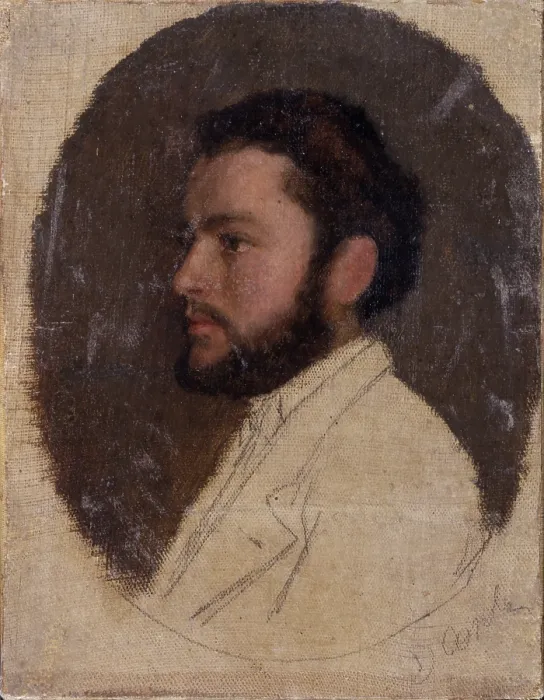 Framed Print : Portrait of young man, by Demetrio Cosola, 1870 - 1895, 19th Century, oil on board - Private collection. Whole artwork view
