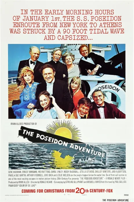 Framed Print : THE POSEIDON ADVENTURE, US advance poster, top row: Jack Albertson, Arthur O'Connell, Shelley Winters, Red Buttons, mid row: Stella Stevens, Gene Hackman, Carol Lynley