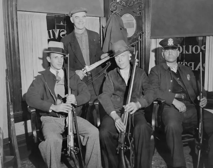 Framed Print : Posse from Wellsville, Ohio, ready to hunt for Pretty Boy Floyd in October 1934. The FBI's Public Enemy No. 1, was killed on Oct