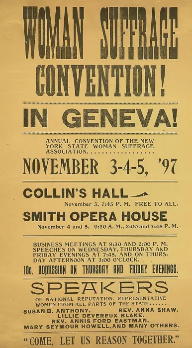 Framed Print : Poster advertising the 1897 New York State Woman Suffrage Convention Framed Print : Poster advertising the 1897 New York State Woman Suffrage Convention