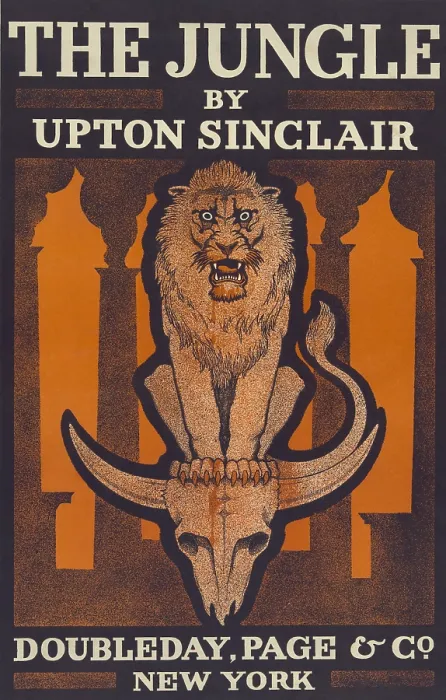 Framed Print : Poster advertising THE JUNGLE, Upton Sinclair's novel attacking the political corruption and unsanitary conditions of the meat industry in Chicago. 1906