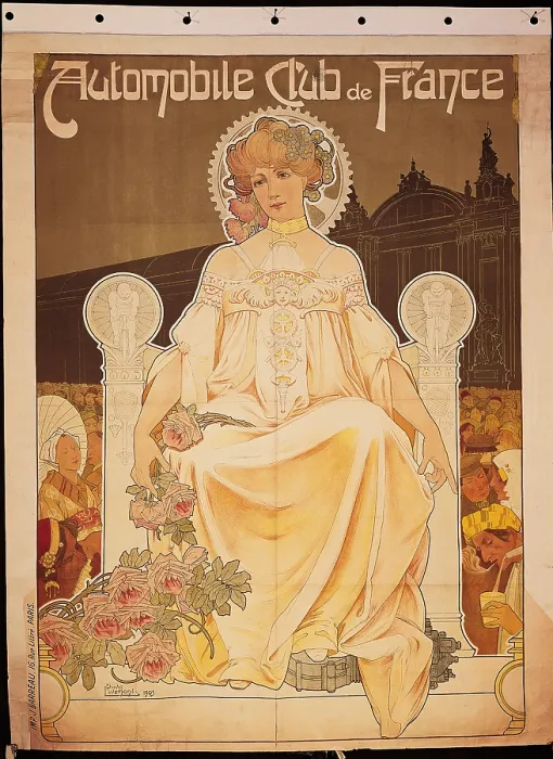 Framed Print : Poster of Car Club de France, by Privat Livemont, 1903, 20th Century, cm 130 x 100 - Italy, Veneto, Treviso, Treviso, L. Bailo Civic Museum, Salce Collection. All Framed Print : Poster of Car Club de France, by Privat Livemont, 1903, 20th Century, cm 130 x 100 - Italy, Veneto, Treviso, Treviso, L. Bailo Civic Museum, Salce Collection. All