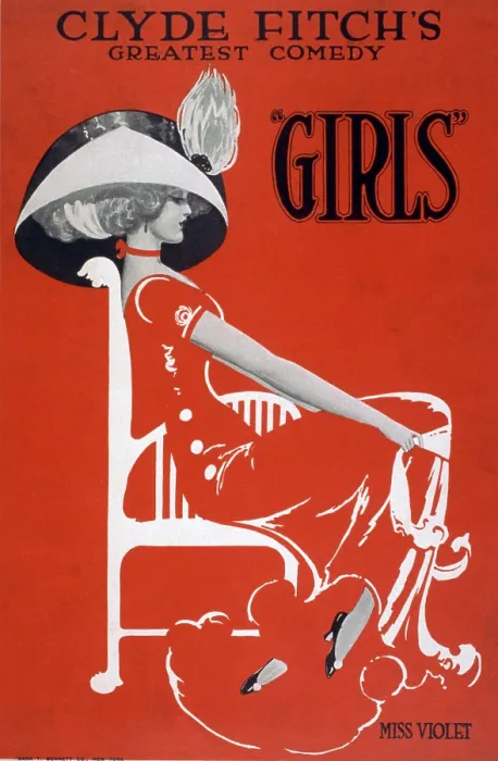 Framed Print : Poster for Clyde Fitch's (1865-1909) greatest comedy, 'Girls.' 1910