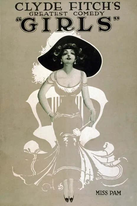 Framed Print : Poster for Clyde Fitch's (1865-1909) greatest comedy, 'Girls.' 1910