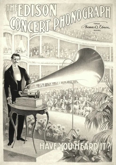 Framed Print : Poster for a music festival, text reads: The Edison concert phonograph, have you heard it?, the U.S. printing Co. 1899 Framed Print : Poster for a music festival, text reads: The Edison concert phonograph, have you heard it?, the U.S. printing Co. 1899