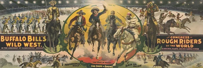 Framed Print : Poster promoting BUFFALO BILL'S WILD WEST and CONGRESS OF ROUGH RIDERS, 1895. The show was illuminated by 2 electric plants, providing 250, 000 candle power of light Framed Print : Poster promoting BUFFALO BILL'S WILD WEST and CONGRESS OF ROUGH RIDERS, 1895. The show was illuminated by 2 electric plants, providing 250, 000 candle power of light