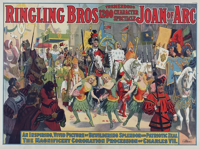 Framed Print : Poster for Ringling Bros. Circus, a spectacle with recreations of Joan of Arc and the Coronation of Charles VII, 1912