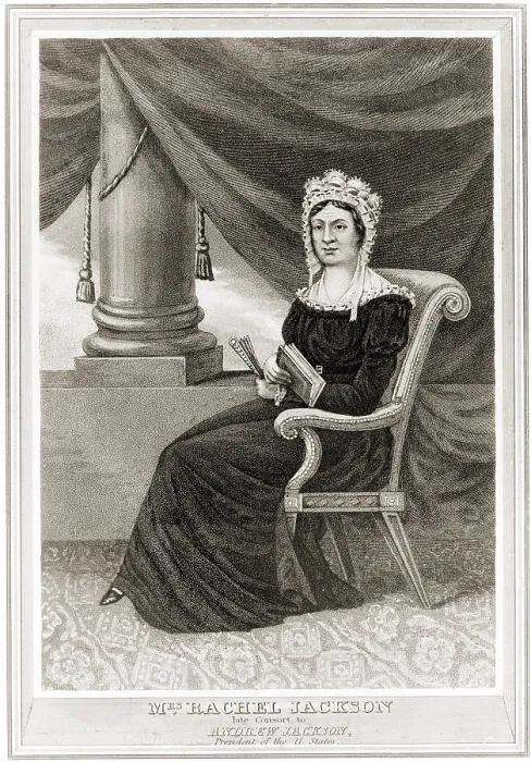 Framed Print : Posthumous popular print of Rachel Jackson wife of President Andrew Jackson who died shortly after he was elected President