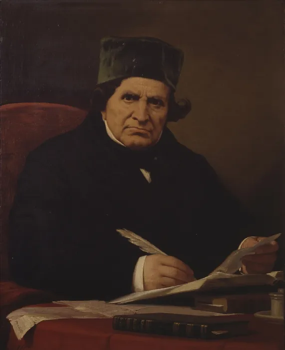 Framed Print : Posthumous Portrait of Giovan Battista Niccolini (Ritratto postumo di Giovan Battista Niccolini), by Stefano Ussi, 1822-1901, XIX Century, oil on canvas - Italy, Tuscany
