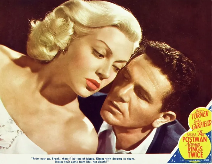 Framed Print : THE POSTMAN ALWAYS RINGS TWICE, l-r: Lana Turner, John Garfield on lobbycard, 1945 Framed Print : THE POSTMAN ALWAYS RINGS TWICE, l-r: Lana Turner, John Garfield on lobbycard, 1945