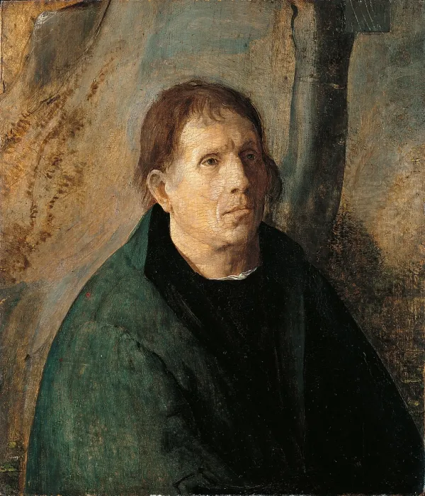 Framed Print : Potrait of a Man, by Unknown Artist, 1511, 16th Century, oak wood, - Switzerland, Canton Ticino, Lugano, Lugano, Villa Favorita, Thyssen-Bornemisza Collection. Full view