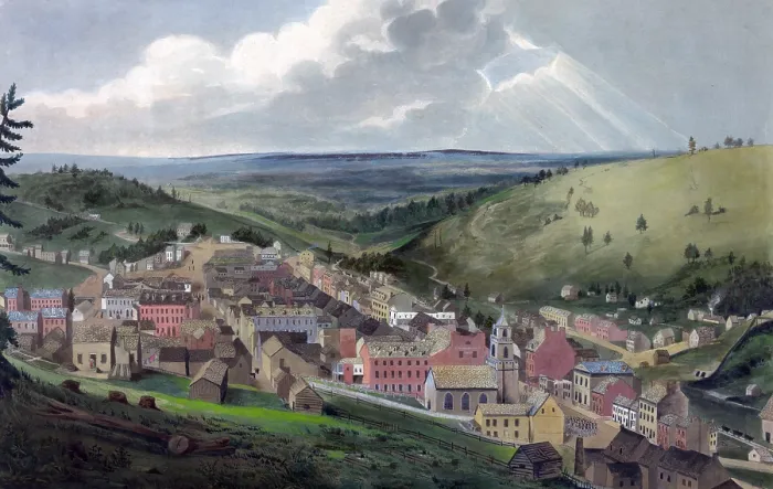 Framed Print : Pottsville, PA view from Sharp Mountain. 1833 Framed Print : Pottsville, PA view from Sharp Mountain. 1833