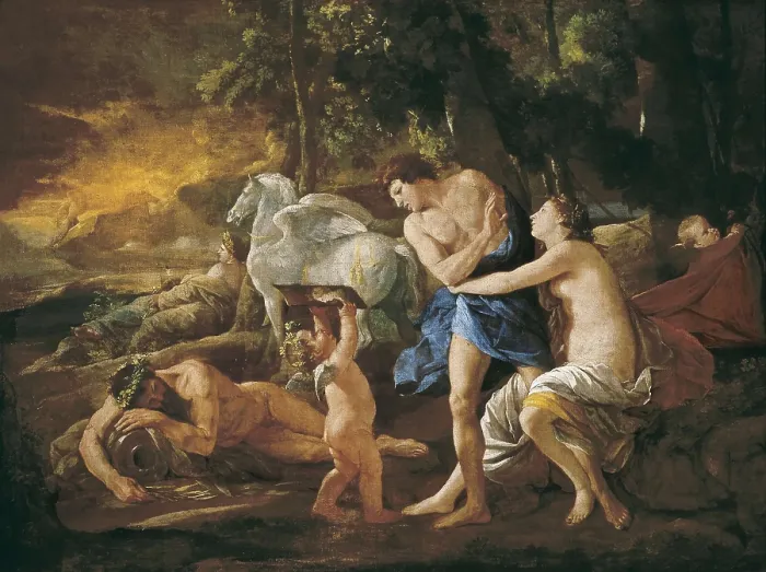 Framed Print : POUSSIN, Nicolas (1594-1665). Cephalus and Aurora. 1627 - 1630. Representation after the version of the story in Book 7 of Ovid's Metamorphoses'. Classicism