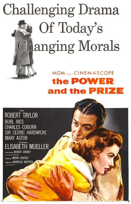 Framed Print : THE POWER AND THE PRIZE, US poster art, from left: Robert Taylor, Elisabeth Muller, 1956