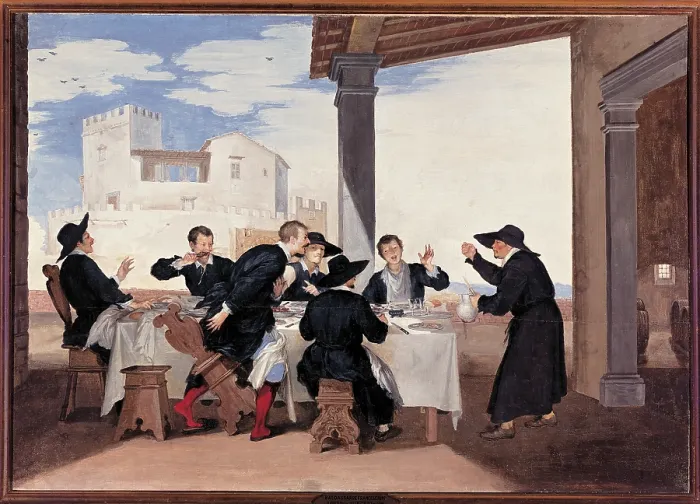 Framed Print : A Practical Joke by Arlotto the Parish Priest, by Franceschini Baldassarre known as Volterrano, 17th Century, - Italy, Tuscany, Florence, Palazzo Pitti. All