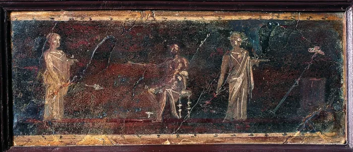 Framed Print : Praedella, by unknown artist, 45-79, 1st Century A.D. ripped fresco, 25 x 50 cm - Italy, Campania, Naples, National Archaeological Museum, Room LXVIII, inv. 9265