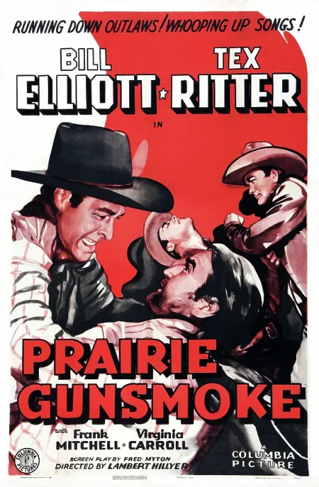 Framed Print : PRAIRIE GUNSMOKE, US poster art, left: Bill Elliott; right: Tex Ritter, 1942 Framed Print : PRAIRIE GUNSMOKE, US poster art, left: Bill Elliott; right: Tex Ritter, 1942